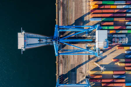 Container Terminal Crane Top Down Viewの写真素材