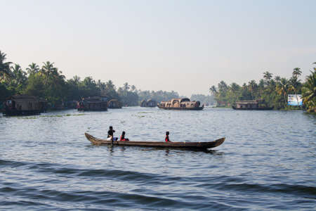 Houseboats on the Backwaters in Allepey