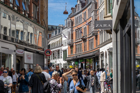 Main shopping street Stroget in Copenhagen, Denmarkのeditorial素材