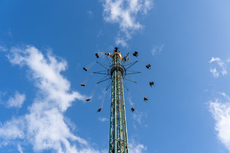 Start Flyer Ride at Tivoli Gardens in Copenhagenのeditorial素材