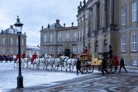 Queen Margrethe II Ride in Golden Carriageのeditorial素材