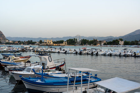 Mondello Motorboat Marina on Sicilyのeditorial素材
