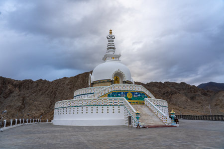 Shanti Stupa in Leh, Ladakhの写真素材
