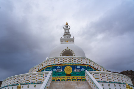 Shanti Stupa in Leh, Ladakhの写真素材