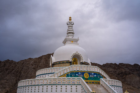 Shanti Stupa in Leh, Ladakhの写真素材