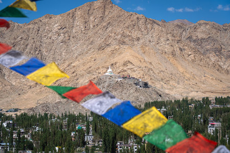 Shanti Stupa in Leh, Ladakhの写真素材