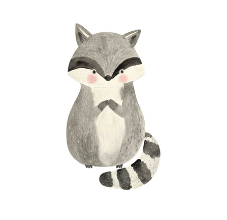 watercolor raccoon. Woodland animal illustration for kidsの写真素材