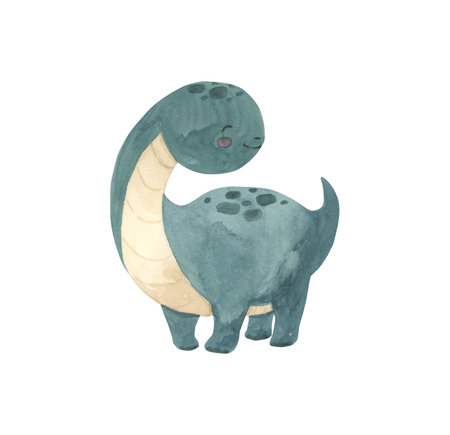 Watercolor dinosaur illustration for kidsの写真素材