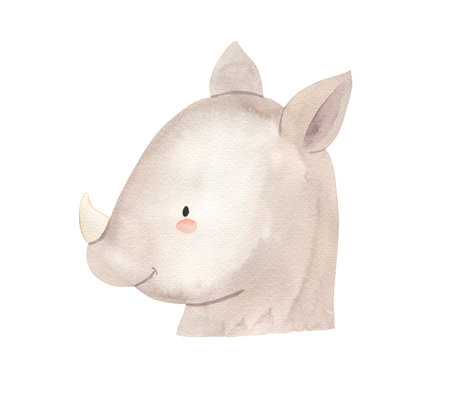 watercolor rhino. Safari animal illustration for kidsの写真素材