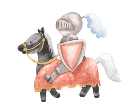 Watercolor knight illustration for kidsの写真素材