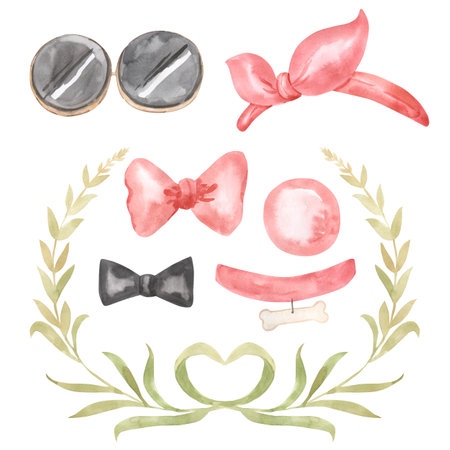 Watercolor accessories illustration for kidsの写真素材