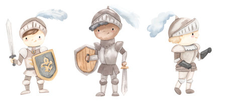 Watercolor knight illustration for kidsの写真素材