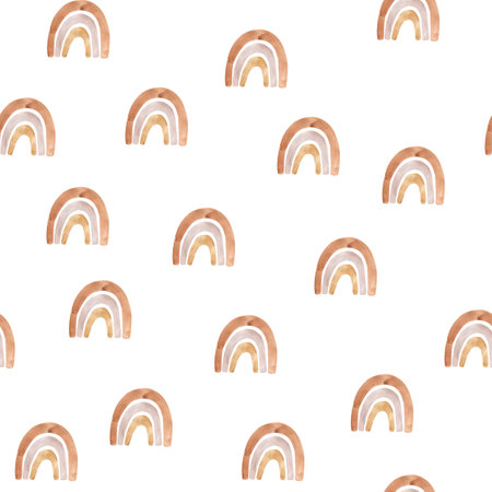 Rainbow watercolor seamless pattern illustration for kidsの写真素材