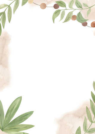 watercolor template for nursery, baby shower, invitation for birthday partyの写真素材