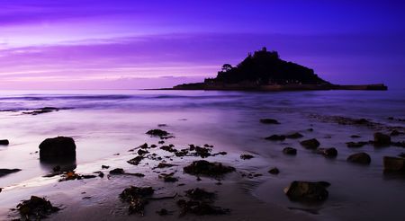 St micheals mount with rising tideの写真素材