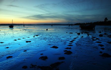 Exe estuary twilight nightの写真素材