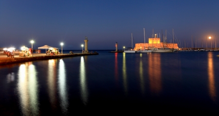 Mandraki Harbour where the colossus of Rhodes used to be locatedのeditorial素材