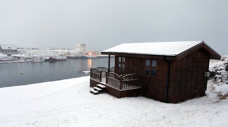 East fjords in Iceland and a winter snowmanのeditorial素材