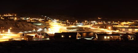 Djúpivogur, East, Iceland in pitch black arctic winter night