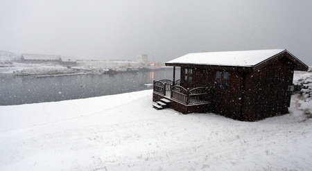 East fjords in Iceland and a winter snowmanのeditorial素材