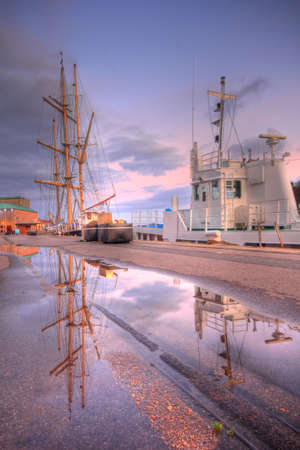 Dorset weymouth harbour at sunset, England, UKの写真素材