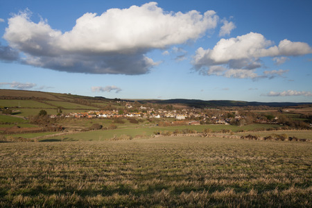 Famous Jurassic Coast Cliffs at Burton Bradstock and West Bay Dorset Englandの写真素材