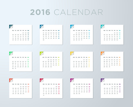 2016 Calendar On White Pages With Pealed Back Cornersのイラスト素材