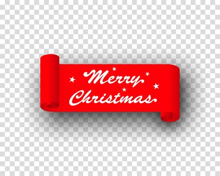 Merry Christmas Logo On Red Ribbon Transparentのイラスト素材