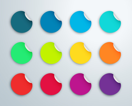 Circle Paper Sticker Note Set With Drop Shadowsのイラスト素材