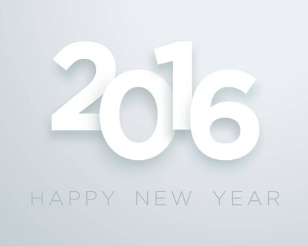 2016 Happy New Year White Vector With 3d Drop Shadow Design 2のイラスト素材