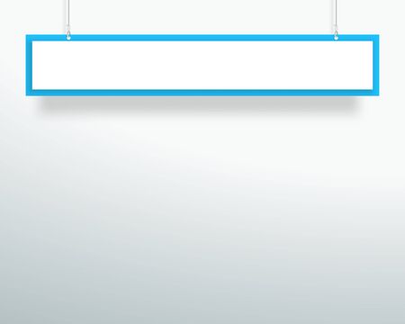 Vector 3d Blank Blue 1 Line Title Banner Hanging Designのイラスト素材