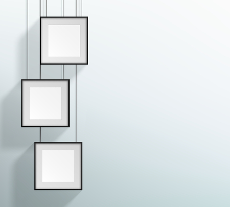 Vector 3 Blank Black Realistic Square Hanging Frames Designのイラスト素材