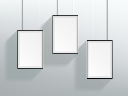 Vector 3 Blank Black Realistic Hanging Frames Designのイラスト素材