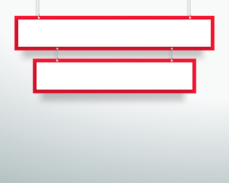 Vector 3d Blank Red 2 Line Title Banners Hanging Designのイラスト素材