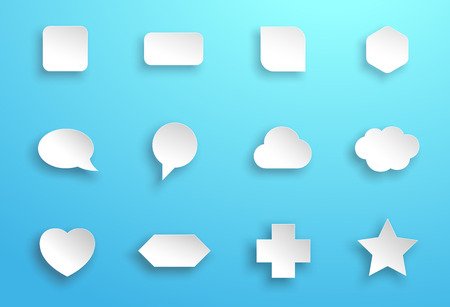 Vector Set of 3d White Generic Icon Shapes With Shadows Bのイラスト素材