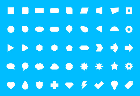 Big Flat White Generic Icon Shapes Set Vectorのイラスト素材