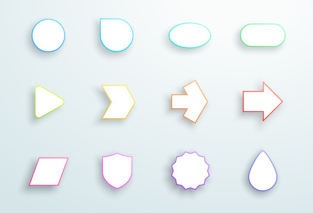 Vector Set of 3d Outline Generic Icon Shapes With Shadows Aのイラスト素材