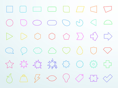 Big Colourful Generic Outline Icon Shapes Set Vectorのイラスト素材