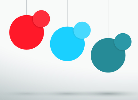 Infographic 3 Colourful 3d Hanging Text Circles Vector.のイラスト素材