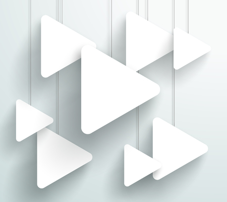 Vector 3d Blank White Triangle Signs Hanging Designのイラスト素材