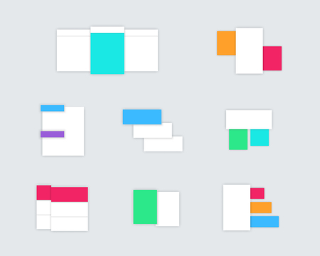 Set of Simple Colourful Vector Text Boxes With Shadows B