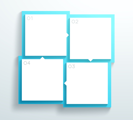 Vector Blue 3d Square Text Boxes 1 to 4 Cycle Infographicのイラスト素材