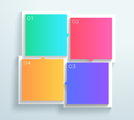 Vector Color 3d Square Text Boxes 1 to 4 Cycle Infographic Bのイラスト素材