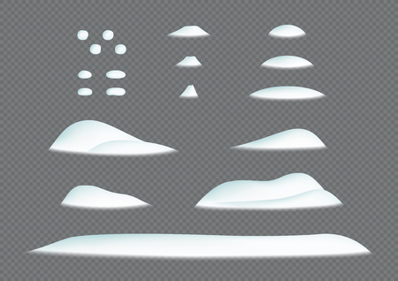 Snow Pile Winter Snowdrift 3d Illustration Vector Elements Setのイラスト素材