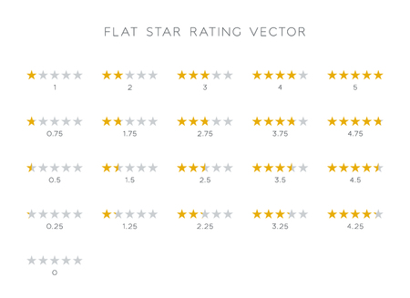 5 Star Rating Gold Vector Icons Set Flatのイラスト素材