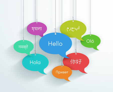 Speech Bubbles Hanging Hello In Different World Languages Bのイラスト素材