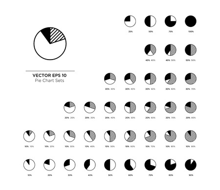 Pie Chart Vector Circle Diagram Infographic Flat Black Setのイラスト素材