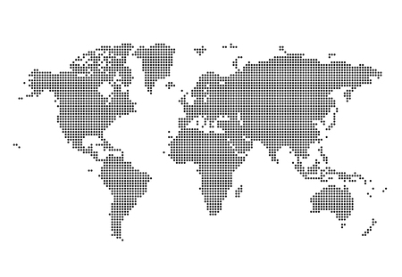 World Map Made Of Dots Flat Simple Black Vector Graphicのイラスト素材