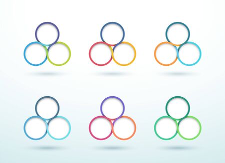 3 Point Overlapping Ribbon Cycle Diagram Setのイラスト素材