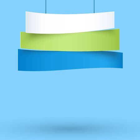 Hanging Title Ribbons 3 Line 3d Wavy Bannersのイラスト素材